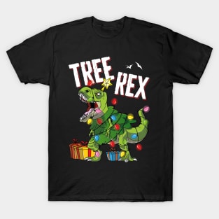 Tree Rex Boys Kids Dinosaur T Rex Funny Christmas T-Shirt